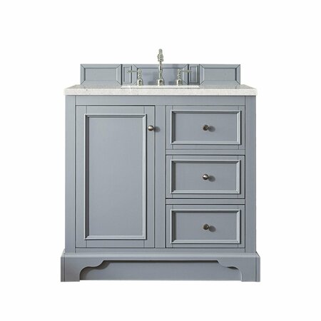 JAMES MARTIN VANITIES De Soto 36in Single Vanity, Silver Gray w/ 3 CM Eternal Serena Quartz Top 825-V36-SL-3ESR